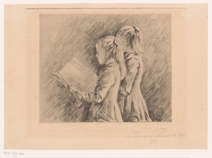 Twee meisjes zingen van bladmuziek