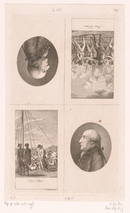 Twee militaire voorstellingen en tweemaal het portret van Hermann Johann Ernst von Manstein