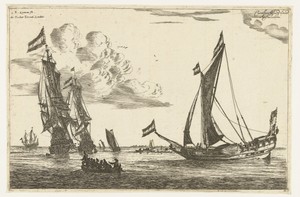 Twee oorlogsschepen en een jacht