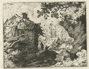 Twee personen bij een vervallen huis