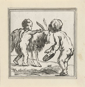 Twee putti met een bok en tamboerijn