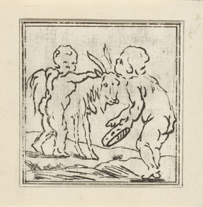 Twee putti met een bok en tamboerijn