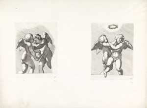 Twee putti op het punt elkaar te omhelzen / Twee vechtende putti