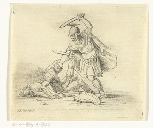 Twee Romeinse soldaten met elkaar in gevecht