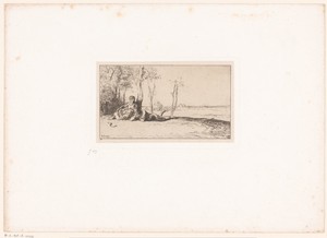 Twee rustende figuren in een landschap