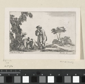 Twee rustende mannen in een landschap