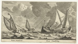 Twee schepen: een damschuit een een smalschip