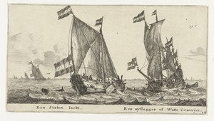 Twee schepen: een statenjacht en een uitlegger