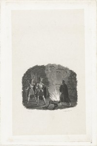 Twee soldaten in de hut van een alchemist