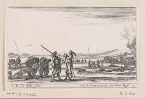 Twee soldaten in gesprek bij een kanon
