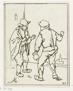 Twee staande mannen in gesprek