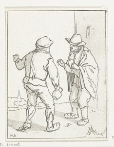 Twee staande mannen in gesprek