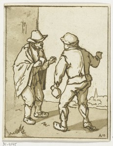 Twee staande mannen in gesprek