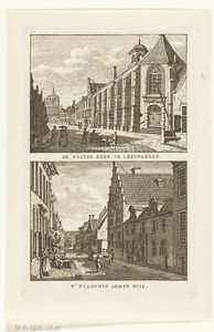 Twee stadsgezichten te Leeuwarden: Westerkerk en Armenhuis