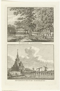 Twee stadsgezichten te Middelburg: Seispoort en Vlissingsepoort