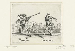 Twee straatartiesten als Razullo en Cucurucu