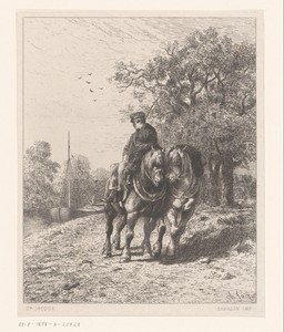Twee trekpaarden en een ruiter