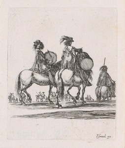 Twee trommelaars te paard
