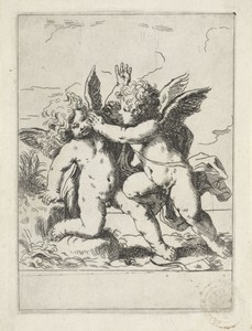 Twee vechtende putti