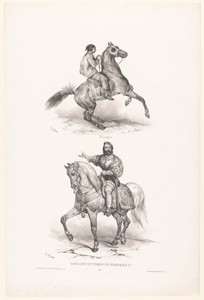 Twee voorstellingen met een paardenhandelaar en een edelman uit de tijd van Frans I van Frankrijk