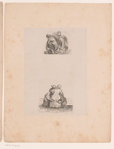 Twee voorstellingen met zittende figuren