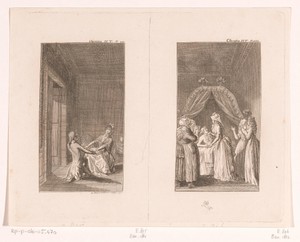 Twee voorstellingen uit Clarissa van Samuel Richardson