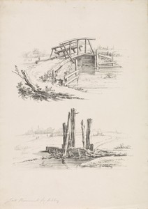 Twee voorstellingen van een vlonder en een sluis