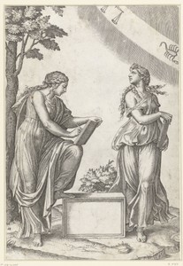 Twee vrouwen met tekens van de dierenriem weegschaal (Libra) en schorpioen (Scorpio)