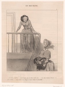Twee vrouwen nemen afscheid in een trappenhuis