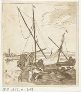 Twee zeilschepen in een rivier