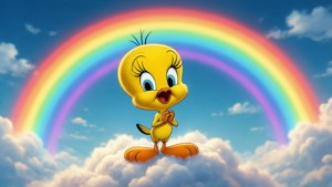 Tweety Admiring Rainbow