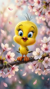 Tweety with Cherry Blossoms