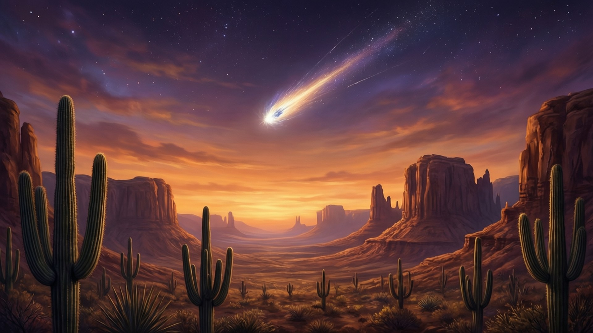 Twilight Desert Falling Star by Wallpapers.art Studio