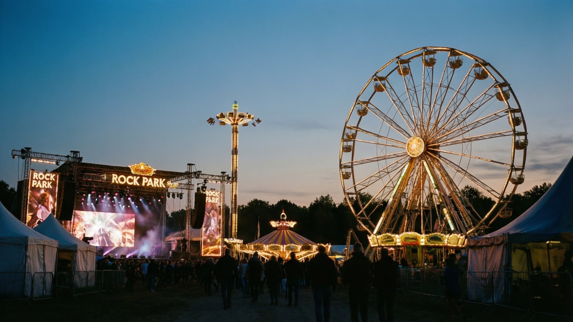 Twilight Ferris Wheel by Wallpapers.art Studio