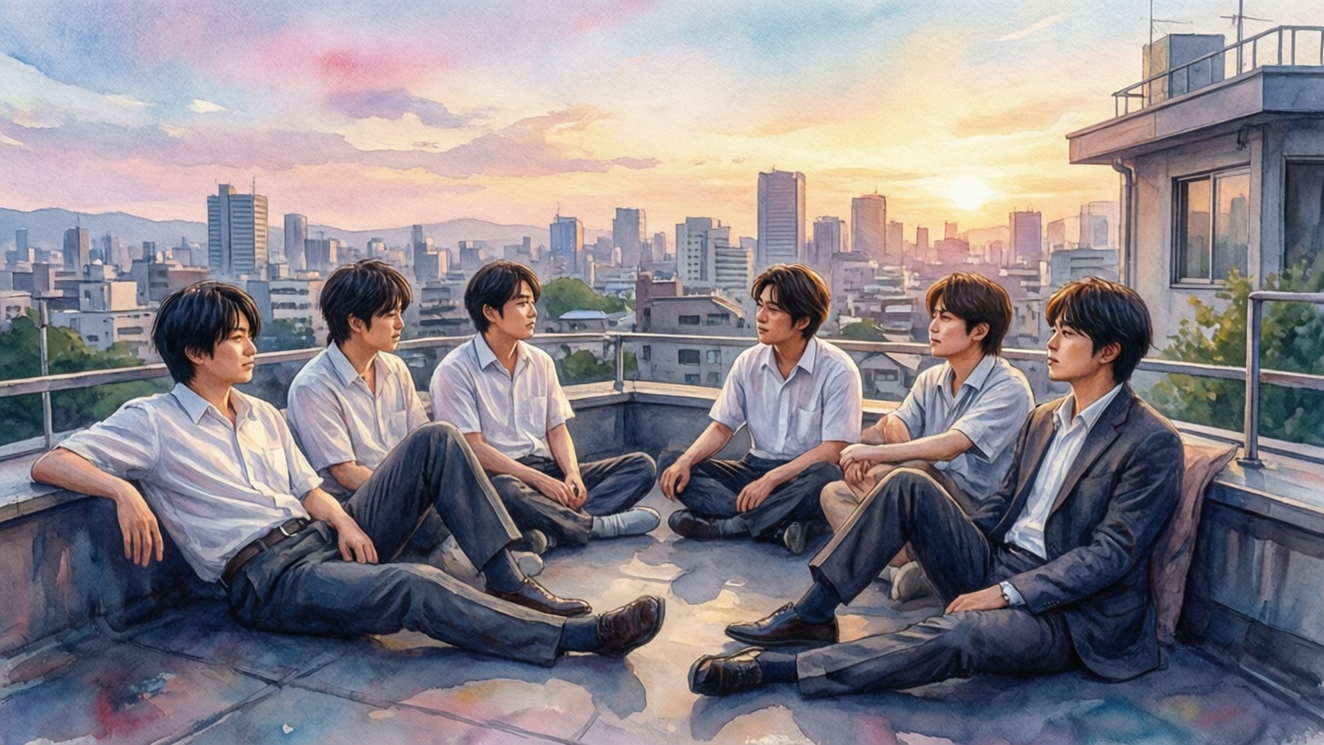 Twilight Rooftop Respite by Wallpapers.art Studio