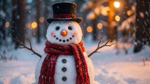 Twilight Snowman in Forest