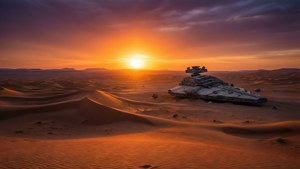 Twin Sunsets Over Dunes