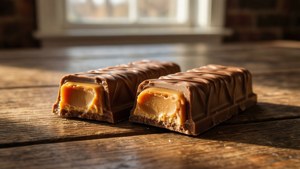 Twix on Wooden Table