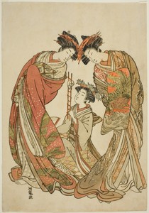Two Courtesans Watching an Attendant Play with a Rat