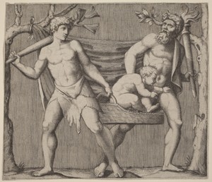 Two Fauns Carrying a Child