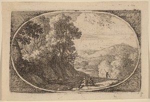 Two Figures Seated to the Right of a Road