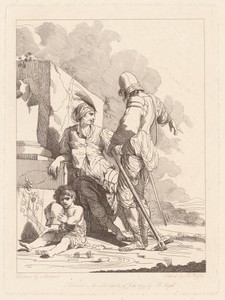 Two Soldiers and Child Holding a Helmet