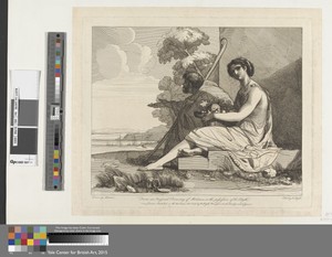 Two untitled etchings laid down on one sheet: Man in Cloak and Woman with Fruit Seated, Overlooking a Bay