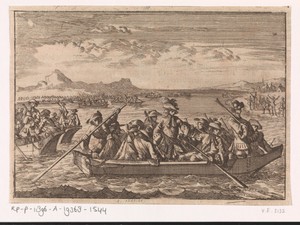 Uit Savoye verjaagde Waldenzen keren in schuiten over het meer van Genève terug naar hun land, 1689