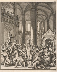 Uitdelen van het heilig vuur tijdens het paasfeest in de Heilig-Grafkerk te Jeruzalem