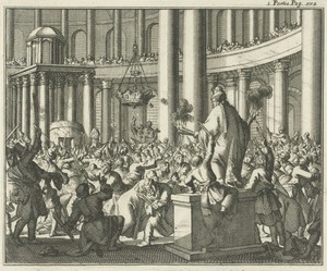 Uitdelen van het heilig vuur tijdens het paasfeest in de Heilig-Grafkerk te Jeruzalem