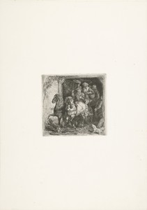 Uitrijdende wagen met boeren