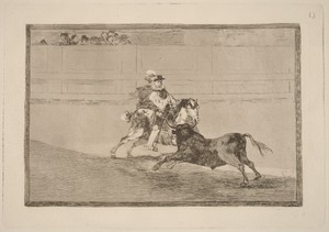 Un caballero espanol en plaza quebrando rejoncillos sin auxilio de los chulos (A Spanish Mounted Knight in the Ring Breaking Short Spears without the Help of Assistants)