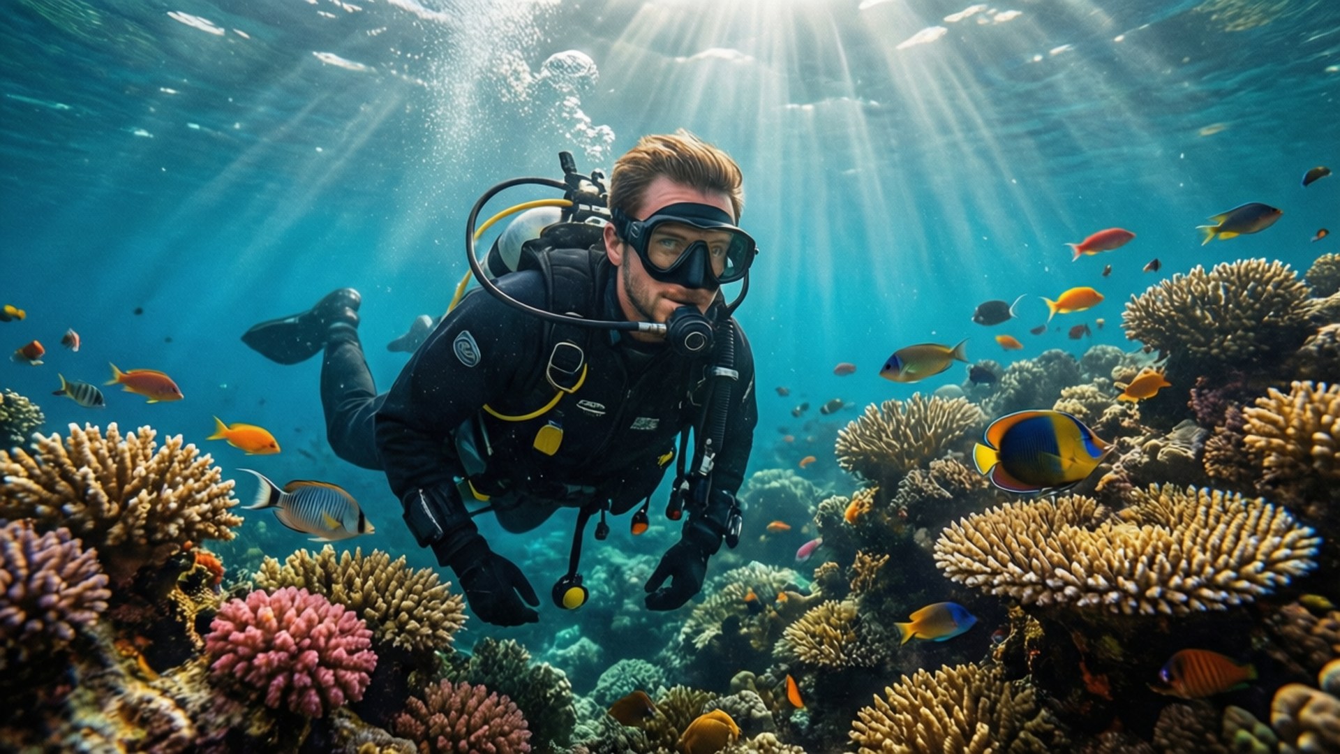 Underwater Reef Diver by Wallpapers.art Studio