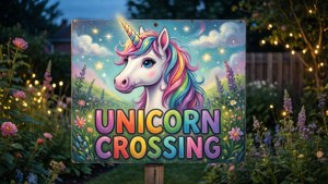 Unicorn Crossing Sign